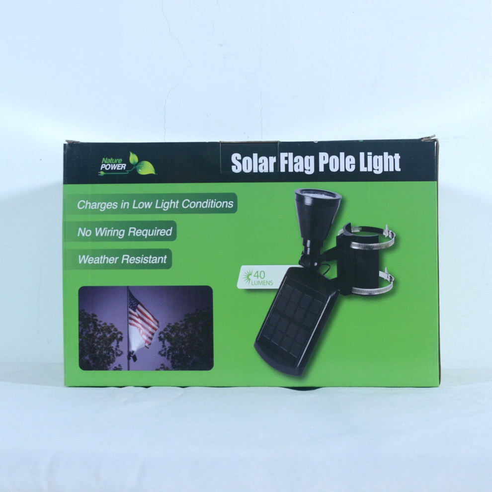 Black Outdoor Solar Powered 4-LED Flagpole Light