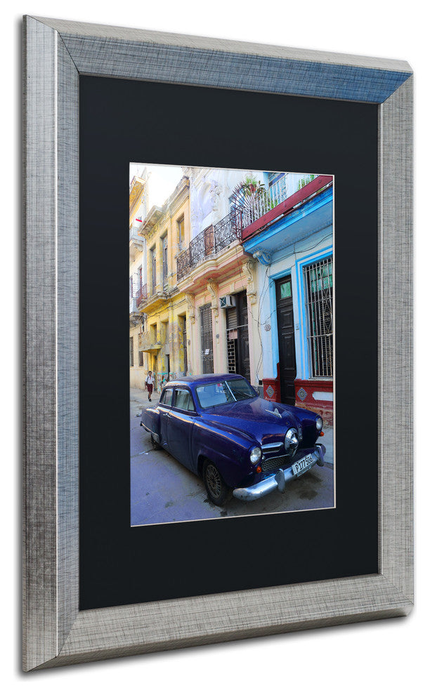 'Vatage Blue Studebaker In Havana' Framed Art, Silver Frame, Black Matte, 20x16
