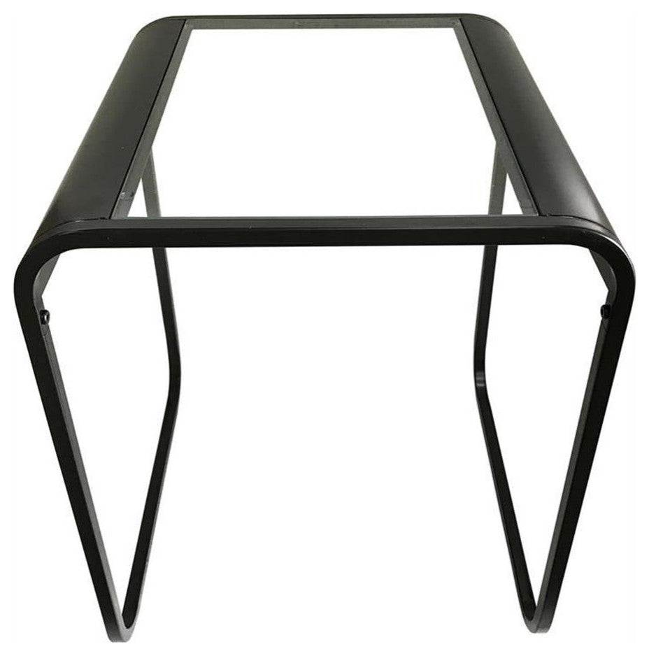 Furniture of America Shawton Glass Top 2-Piece Nesting Table Set in Black