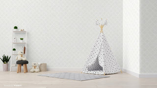 White Geometric Scroll Wallpaper