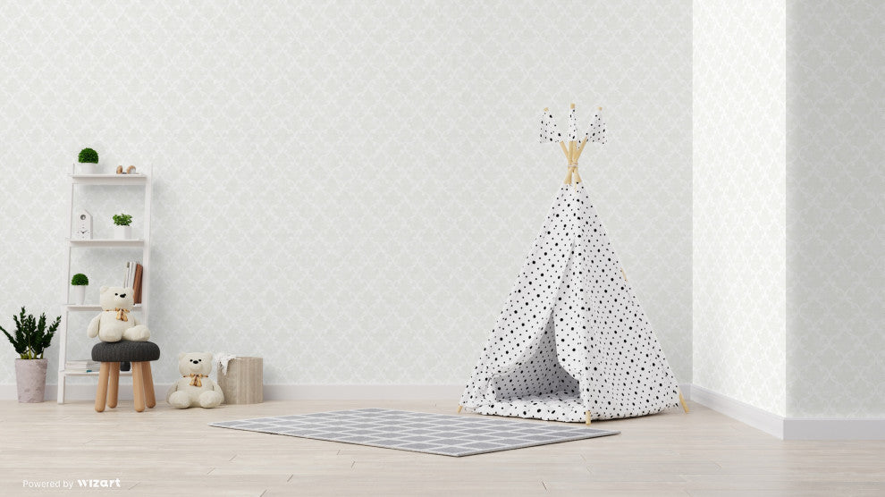 White Geometric Scroll Wallpaper