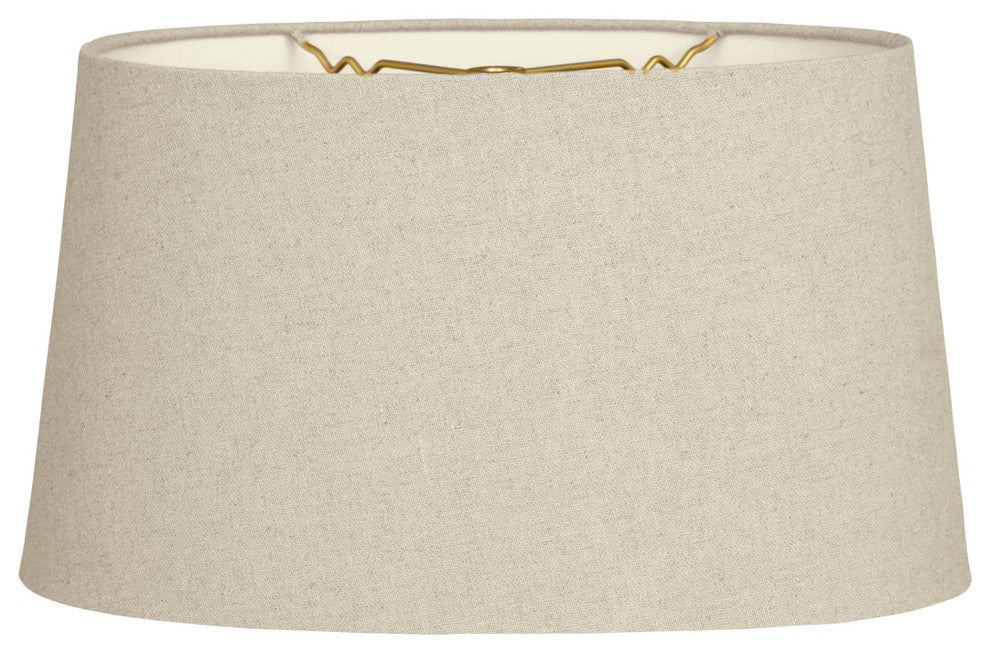 Shallow Oval Hardback Lampshade, Linen Cream, 14"x16"x9"