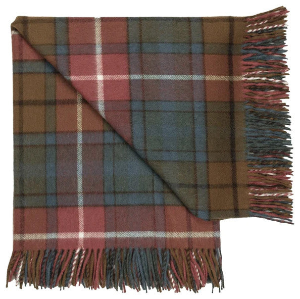Prince of Scots Highland Tartan Tweed Merino Wool Throw, Antique Buchanan