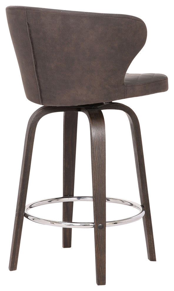Mynette 26" Swivel Brown Faux Leather Bar Stool