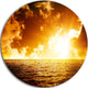 Fiery Sunlight In Beach During Sunset, Seashore Round Wall Art, 11"
