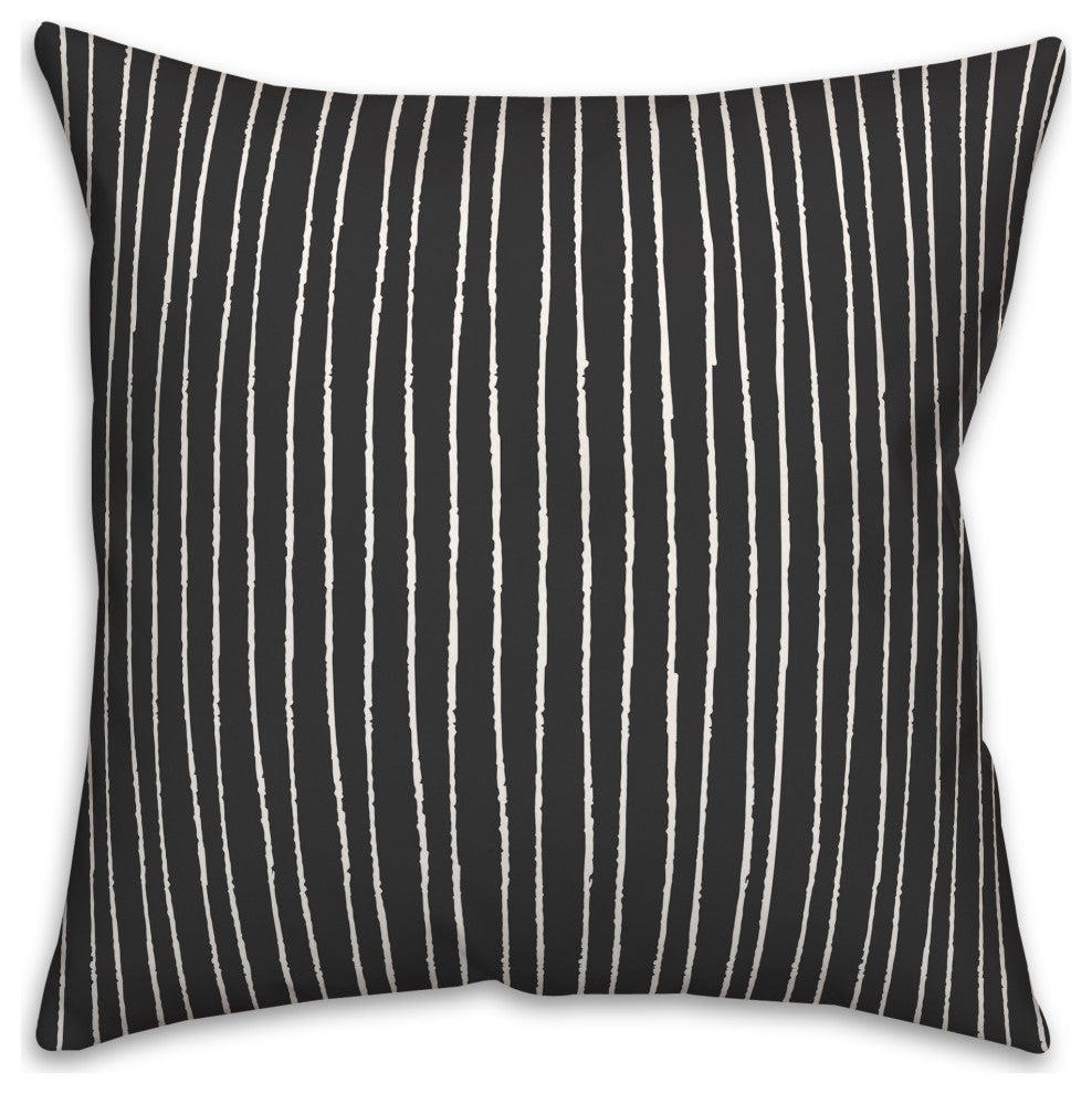 Black White Lines 18x18 Spun Poly Pillow