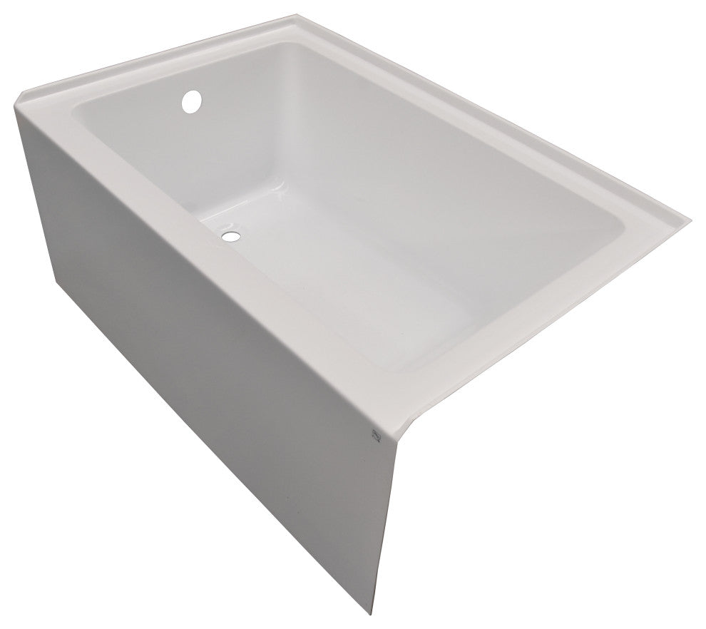 Vanity Art Alcove Soaking Acrylic Bathtub, White/Matte Black, 48"x32", Left