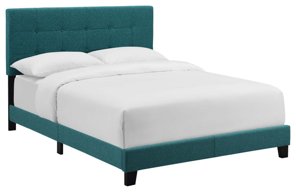 Amira Queen Upholstered Fabric Bed, Teal