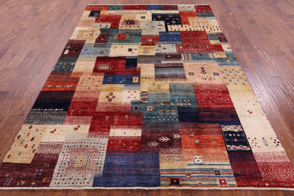 6' 7" X 9' 6" Tribal Persian Gabbeh Handmade Rug Q9614