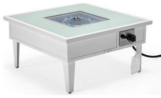 Leisuremod Walbrooke Patio Square Fire Pit Table With Aluminum Frame, White