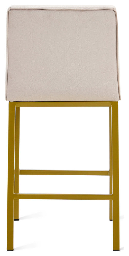 Modern Velvet 2 Bar Chair, Metal Legs for Dining,Kitchen and Bar, Beige Brown