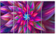 Huge Purple Pink Fractal Flower, Floral Canvas Art Print, 48"x28", 4 Panels
