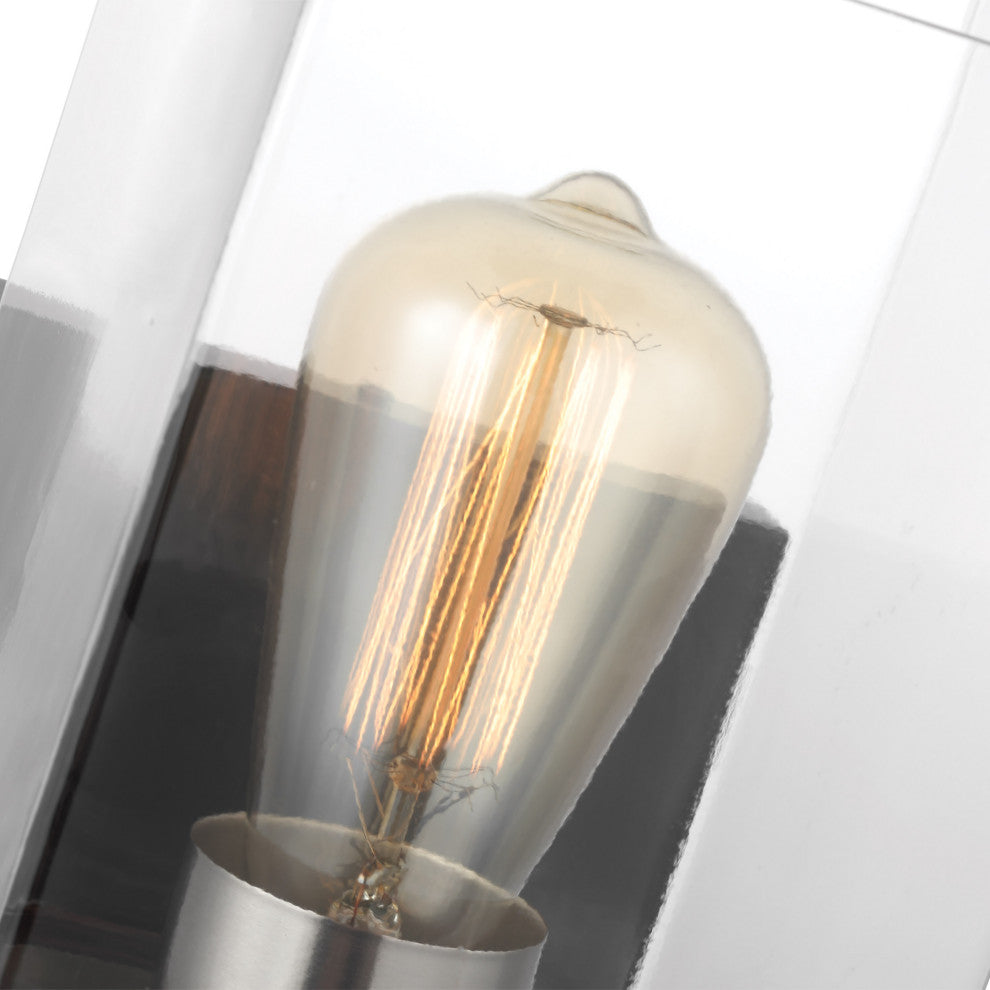 Crossroads 1-Light Vanity, Matte Black With Clear Glass