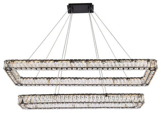 Elegant Lighting 3504G50L2 Monroe 50"W LED Crystal Linear - Black