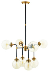 Ambition Amber Glass And Antique Brass 8 Light Pendant Chandelier EEI-2883