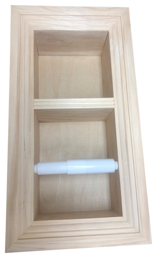 Bayshore Recessed Solid Wood Double Toilet Paper Holder 7 x 14.5, Unfinished