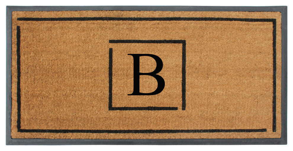 A1HC Hand-Crafted 24"x48" Rubber Coir Double-Single Monogrammed, B