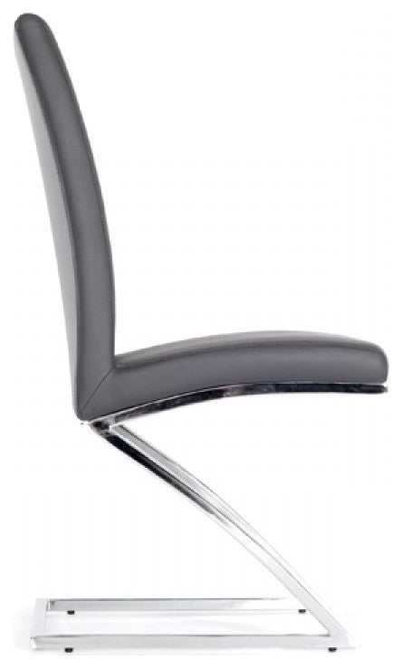 Set of 2 Modern White Faux Leather and Chrome Dining Chairs
