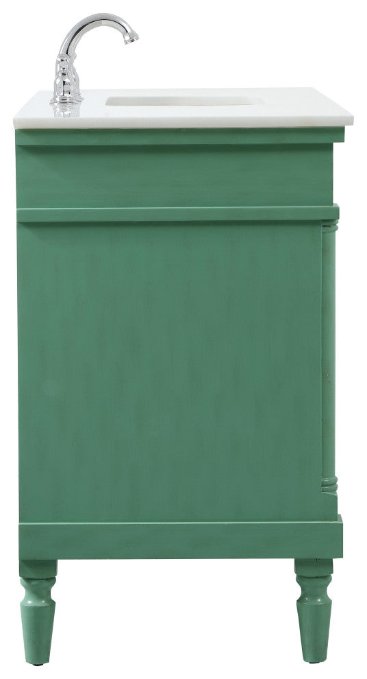 48" Single Bathroom Vanity, Vintage Mint With Ivory White Engineered Marble