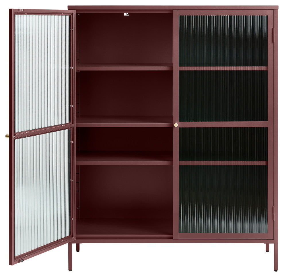 Metal & Glass 55" Display Cabinet, Red