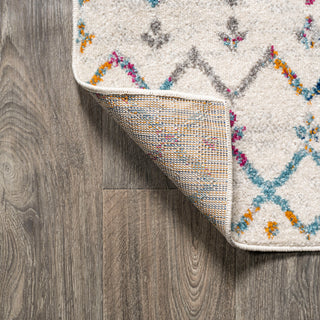 Moroccan HYPE Boho Vintage Diamond Runner Rug, Ivory/Multi, 3 X 5