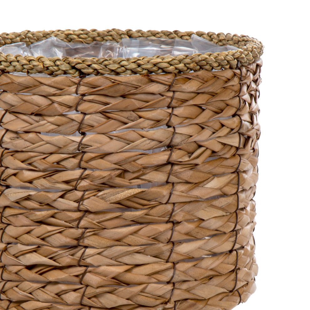 Decorative Cattail Planter Set With Wooden Legs, 3-Piece Set, Natural