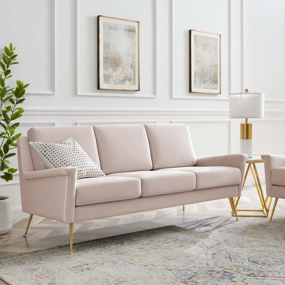 Chesapeake Performance Velvet Sofa-Gold Pink
