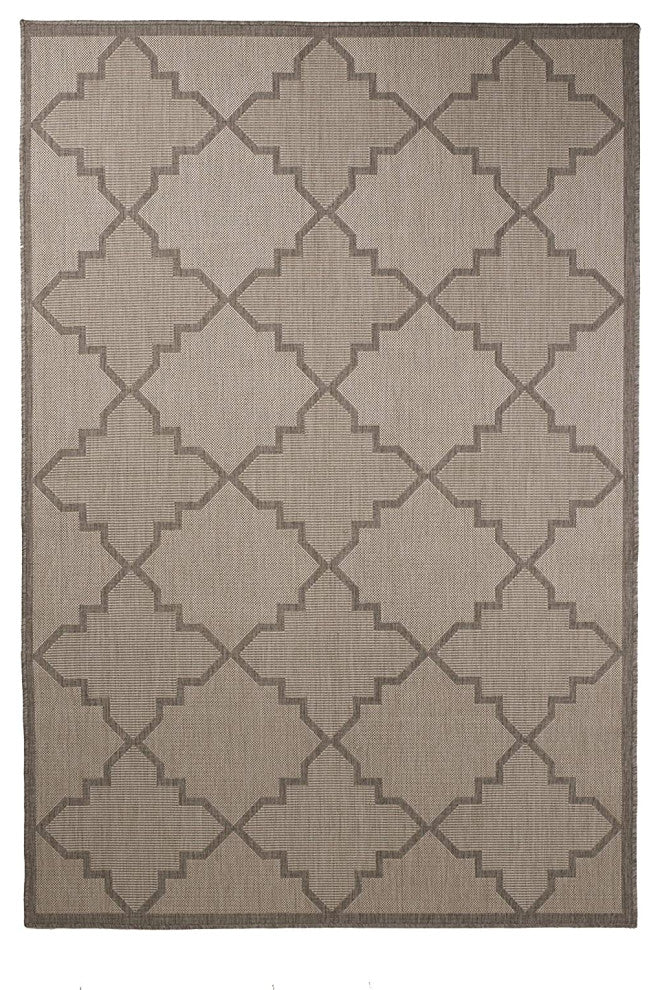 Outdoor Collection Trellis Diamond Rug Geometric Rug, Dove, 5'3"x7'6"