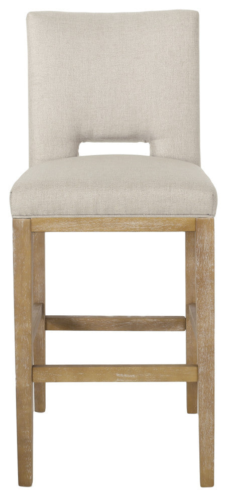 Kiara Contemporary Upholstered 31" Barstools, Set of 2, Wheat/Weathered Natural