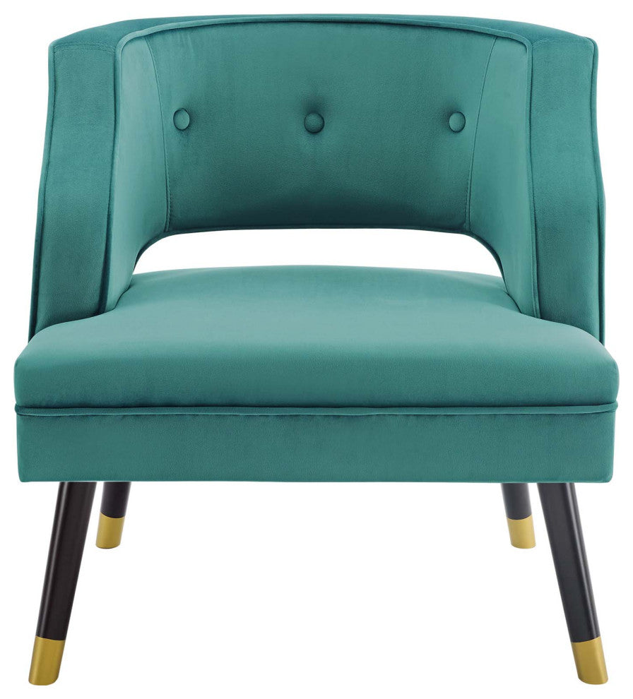 Traipse Button Tufted Open Back Performance Velvet Armchair