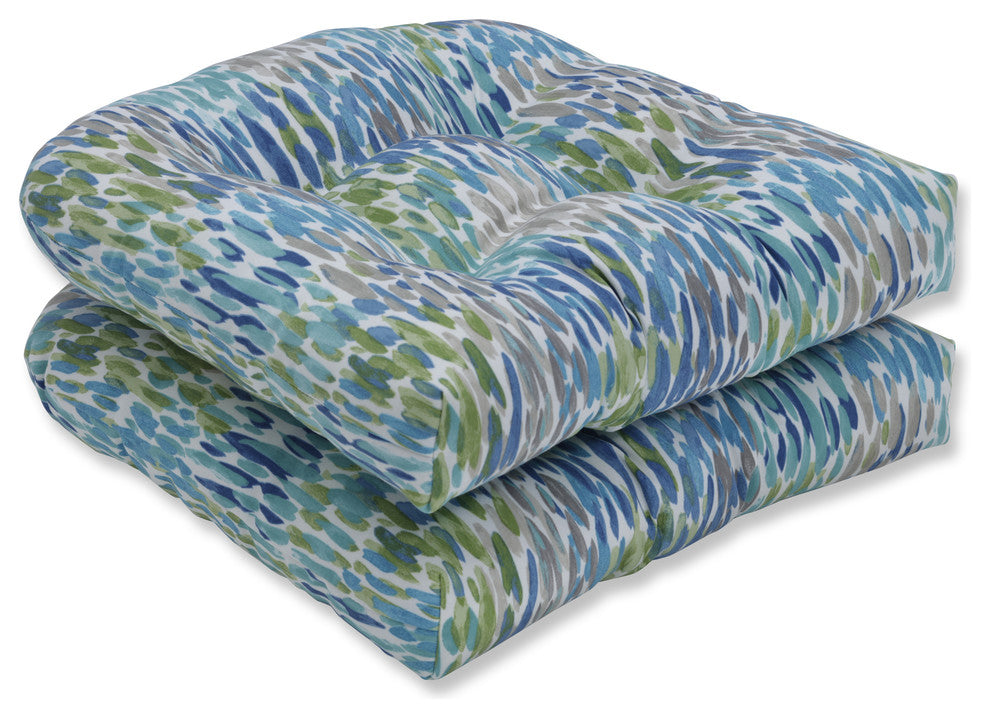 Make It Rain Cerulean Wicker Seat Cushions, Set of 2, 19"x19"x5"
