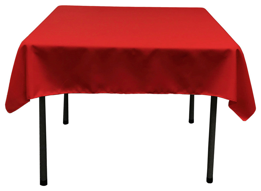 LA Linen Square Polyester Poplin Tablecloth, Red, 58"x58"
