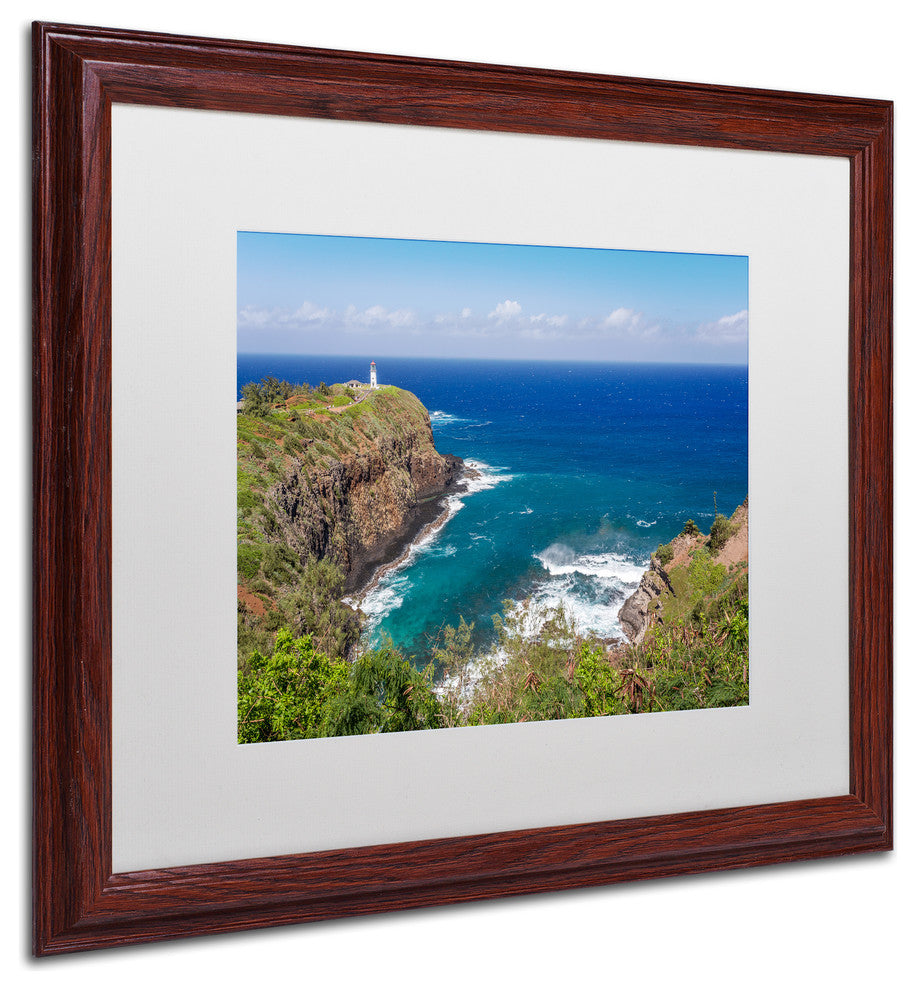Pierre Leclerc 'Kilauea Lighthouse' Matted Framed Art, Wood Frame, White, 20x16
