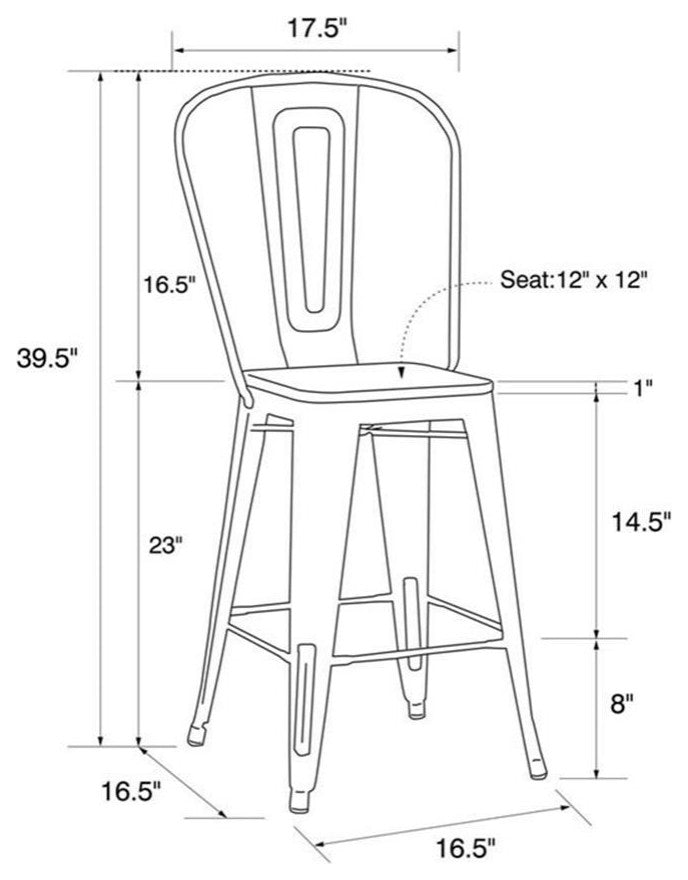 DHP Luxor 24" Metal Counter Stool in Antique Gun Metal (Set of 2)