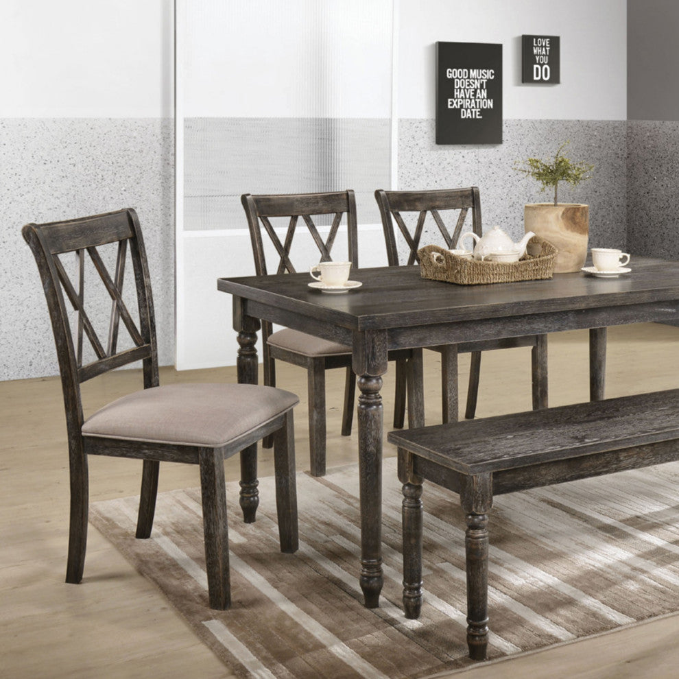 Set of 2 Upholstered Side Chair, Weathered Gray Finish