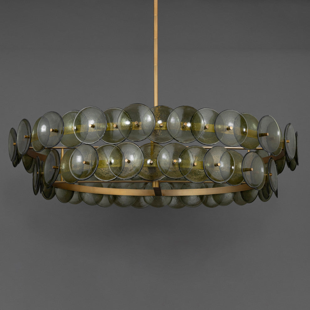 Maxim 21824 Loren 6 Light 42"W Drum Chandelier - Weathered Brass / Clear