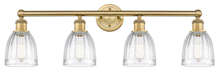 Brookfield 4-Light 33" Bath Vanity Light, Brushed Brass Finish, Clear Shade