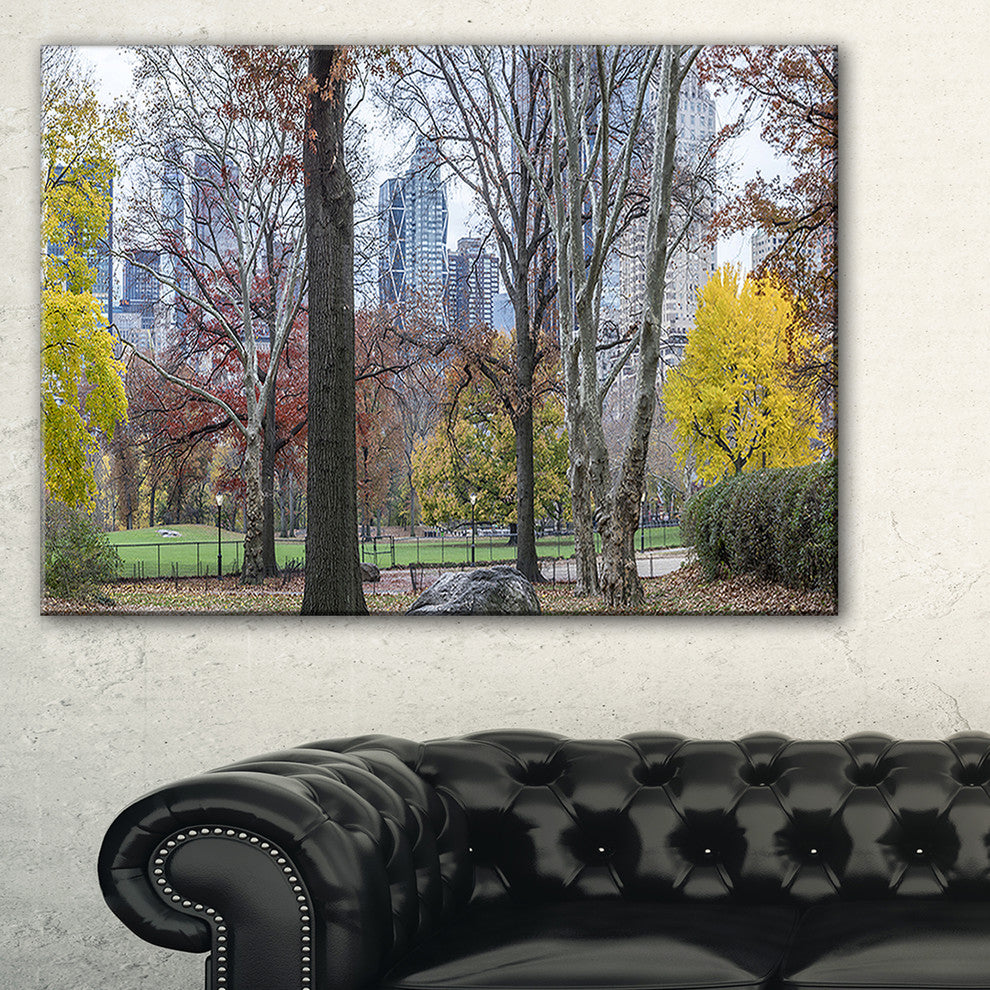 "Central Park New York City in Autumn" Landscape Wall Art Canvas Print, 40"x20"