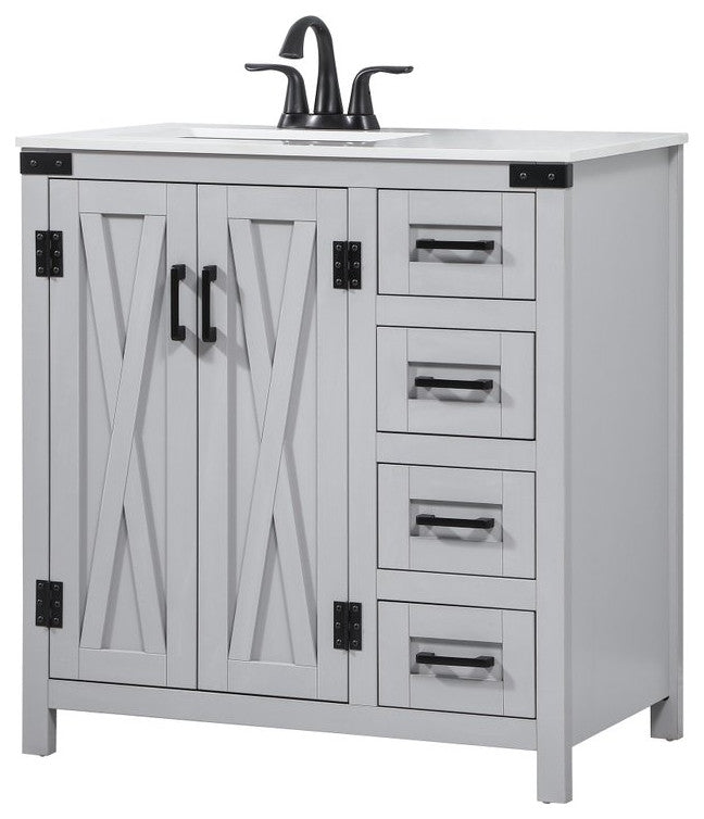 Home Living 19" Farmhouse Grey-Light Bathroom Vanity