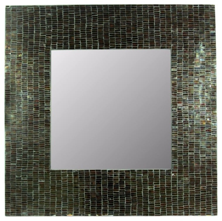 Mosaic Square Mirror, Gray