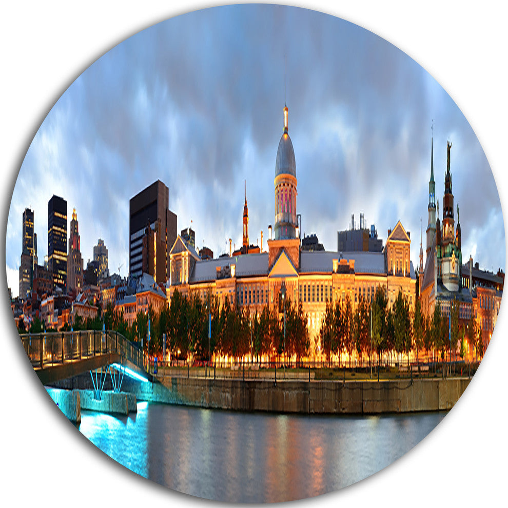 Montreal Panoramic View, Cityscape Photo Large Disc Metal Wall Art, 23"