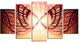 Bright Light on Red Fractal Design, Contemporary Canvas Print, 60"x32", 5 Panels