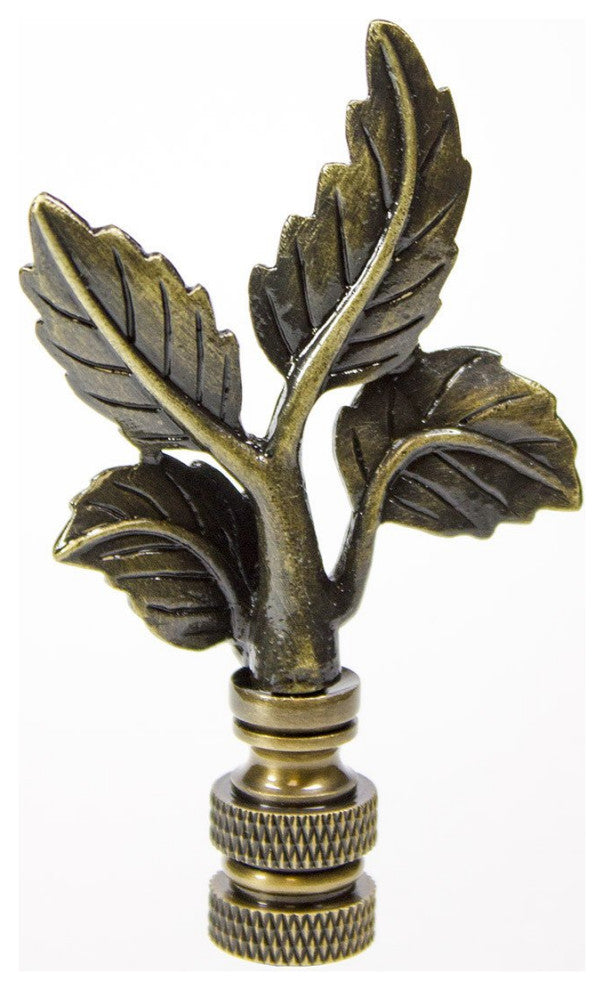 Leaves Lamp Finial Antique Brass Metal 3"h