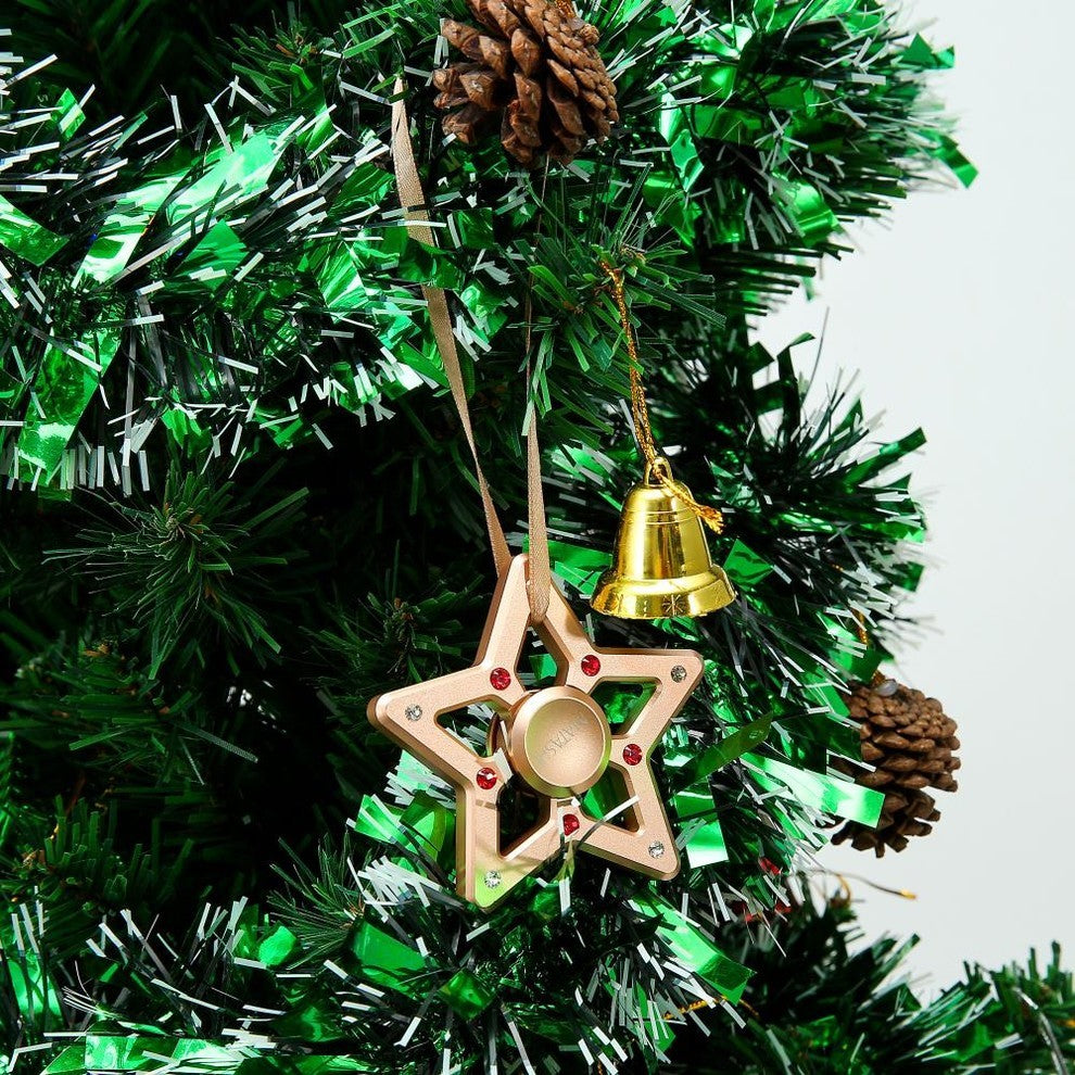 Rose Gold Plated Hanging Christmas Tree Star Spinner Ornament