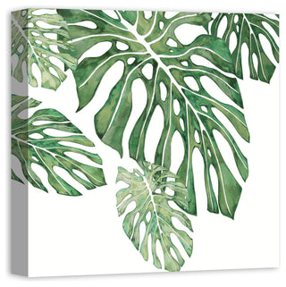 Green Tropical Leaves 20x20 Canvas Wall Art