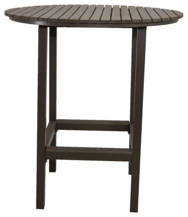 Riviera Outdoor Round Faux Wood Bar Table, Gray
