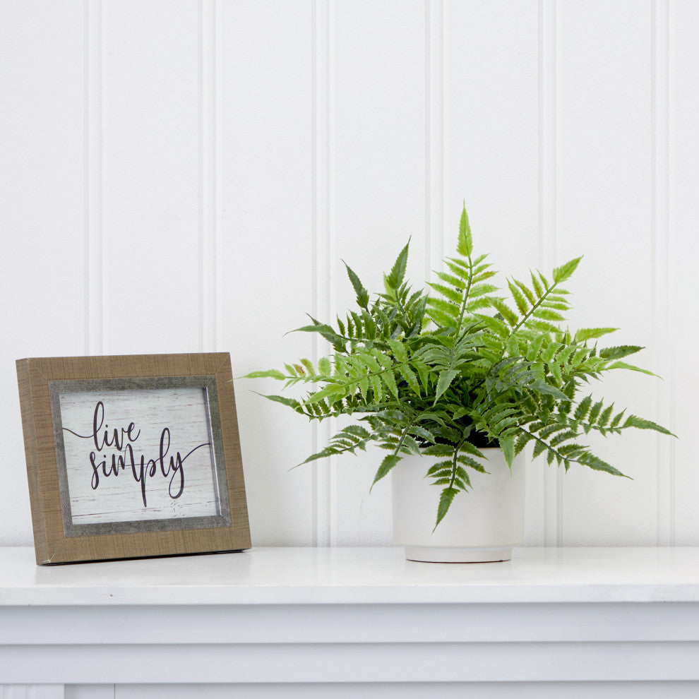 13in. Artificial Boston Fern Plant with Decorative Planter