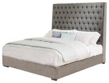 Fabric Upholstered California King Size Bed with Button Tufted Details, Gray