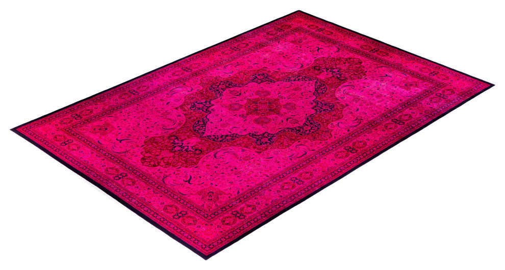 Overdyed, One-of-a-Kind Hand-Knotted Area Rug Pink, 12'1"x18'0"
