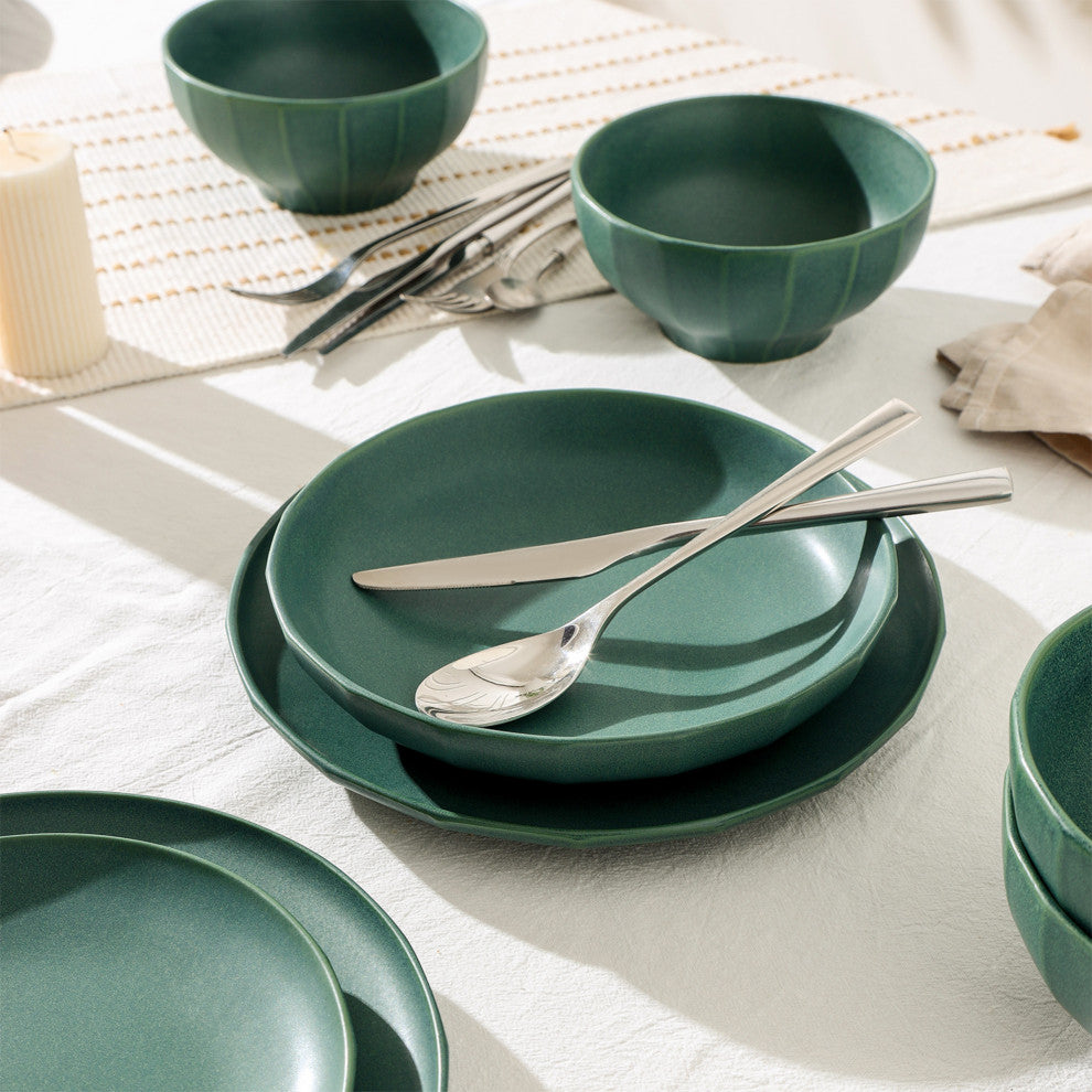 Stone Lain Rio Stoneware Pasta Bowl Set of 4, Green